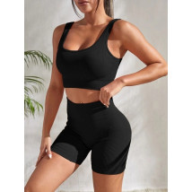 Černá vroubkovaná PUSH-UP souprava-280343-07
