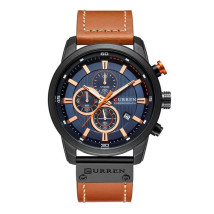 Pánské hodinky s koženým řemínkem hnědé-317060-04