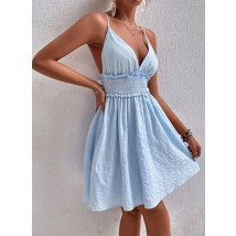 Krátké modré šaty na ramínka-302867-01