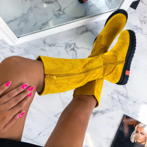 Žluté semišové kozačky-214860-01