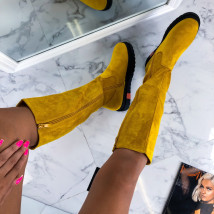 Žluté semišové kozačky-214860-01