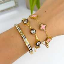 Dámský ocelový náramek růžový-321588-017