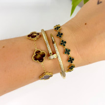 Dámský ocelový náramek zelený-321584-013