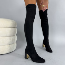 Černé semišové vysoké kozačky-323851-01