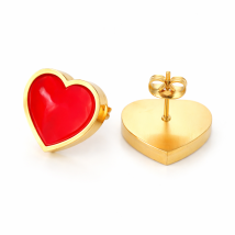 Dámské ocelové náušnice pozlacené srdce-272245-02