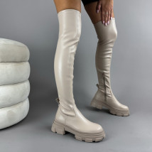 Béžové vysoké kozačky-310306-011