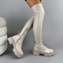 Béžové vysoké kozačky-310306-011