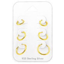 Set stříbrných pozlacených náušnic kruhy-271485-07