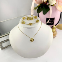 Růžová dámská ocelová souprava pozlacená-322272-06