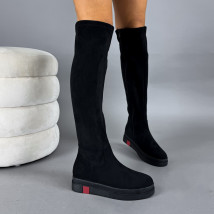 Černé semišové vysoké kozačky-323385-04