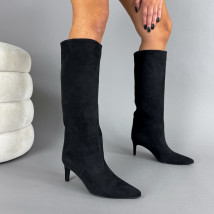 Černé semišové kozačky-323614-012