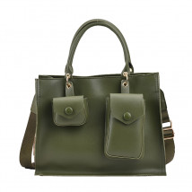 Tmavě zelená kabelka s kapsičkami-271176-011