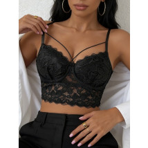 Černý krajkovaný top-325900-01