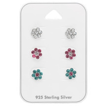 Set stříbrných náušnic květinky-271478-05
