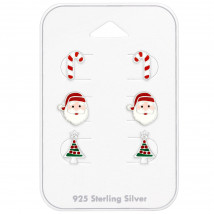 Dětský stříbrný set náušnic Vánoce-222789-03