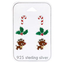 Set stříbrných náušnic Vánoce-294811-010