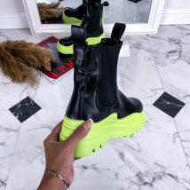 Černo-zelené polokozačky na platformě-252606-06