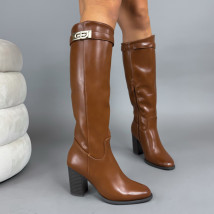 Hnědé vysoké kozačky-323333-02