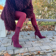 Vínové semišové kotníhové boty-323433-05