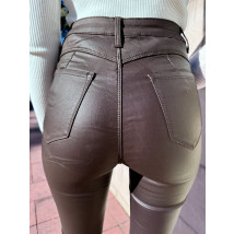 Tmavě hnědé elastické kalhoty-312106-011