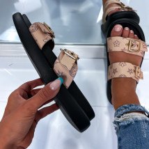 Béžové vzorované pantofle-287417-01