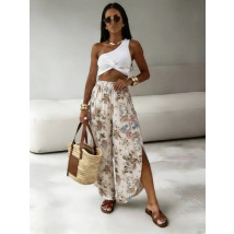 Saténové kalhoty s květinovou potiskem-327367-05