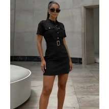 Černé mini šaty s páskem-326311-03