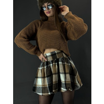 Hnědá kostkovaná PUFFY sukně-313319-04