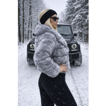 Šedo-černý kožešinový kabát-324970-02