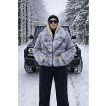 Šedo-černý kožešinový kabát-324970-02