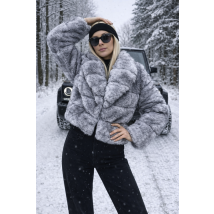 Šedo-černý kožešinový kabát-324970-02