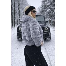 Šedo-černý kožešinový kabát-324970-02