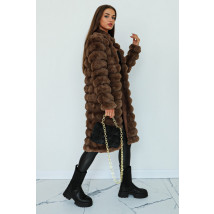 Hnědý dlouhý kožešinový kabát-275830-07
