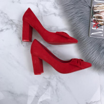 Červené semišové lodičky zdobené mašlí-174103-03