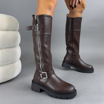 Hnědé vysoké kozačky-323422-07