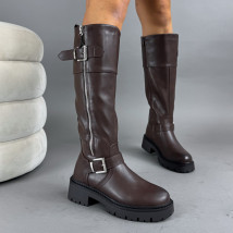 Hnědé vysoké kozačky-323422-07