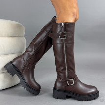 Hnědé vysoké kozačky-323422-07