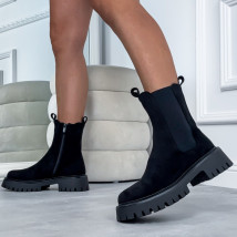 Černé semišové polokozačky-323503-06