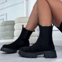 Černé semišové polokozačky-323503-06