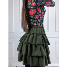 Olivová volánková sukně-225418-02