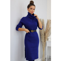 Modré pletené rolákové šaty-277014-012