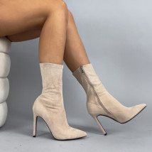 Béžové semišové kotníkové boty-323768-02