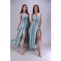 Olivové dlouhé saténové šaty-268717-02