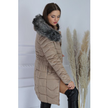 Béžový zimní kabát s kapucí-277947-06