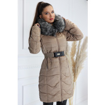 Béžový zimní kabát s kapucí-277947-06