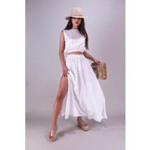 Bílý lanový dlouhý sukňový komplet-269792-01