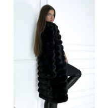 Černý dlouhý kožešinový kabát-296852-08