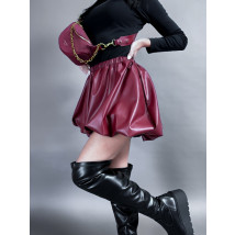 Vínová koženková PUFFY sukně-313945-01