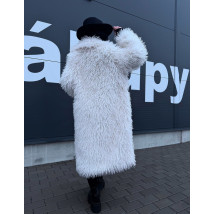 Bílý dlouhý kožešinový kabát-313993-04