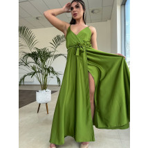 Dlouhé saténové šaty MATCHA-307449-08